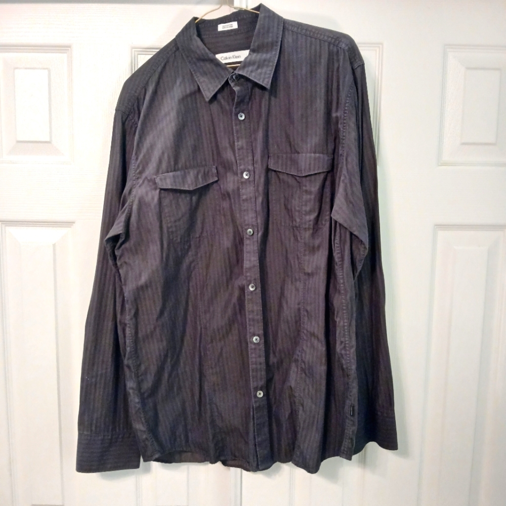 Calvin Klein  men's black button-down shirt
